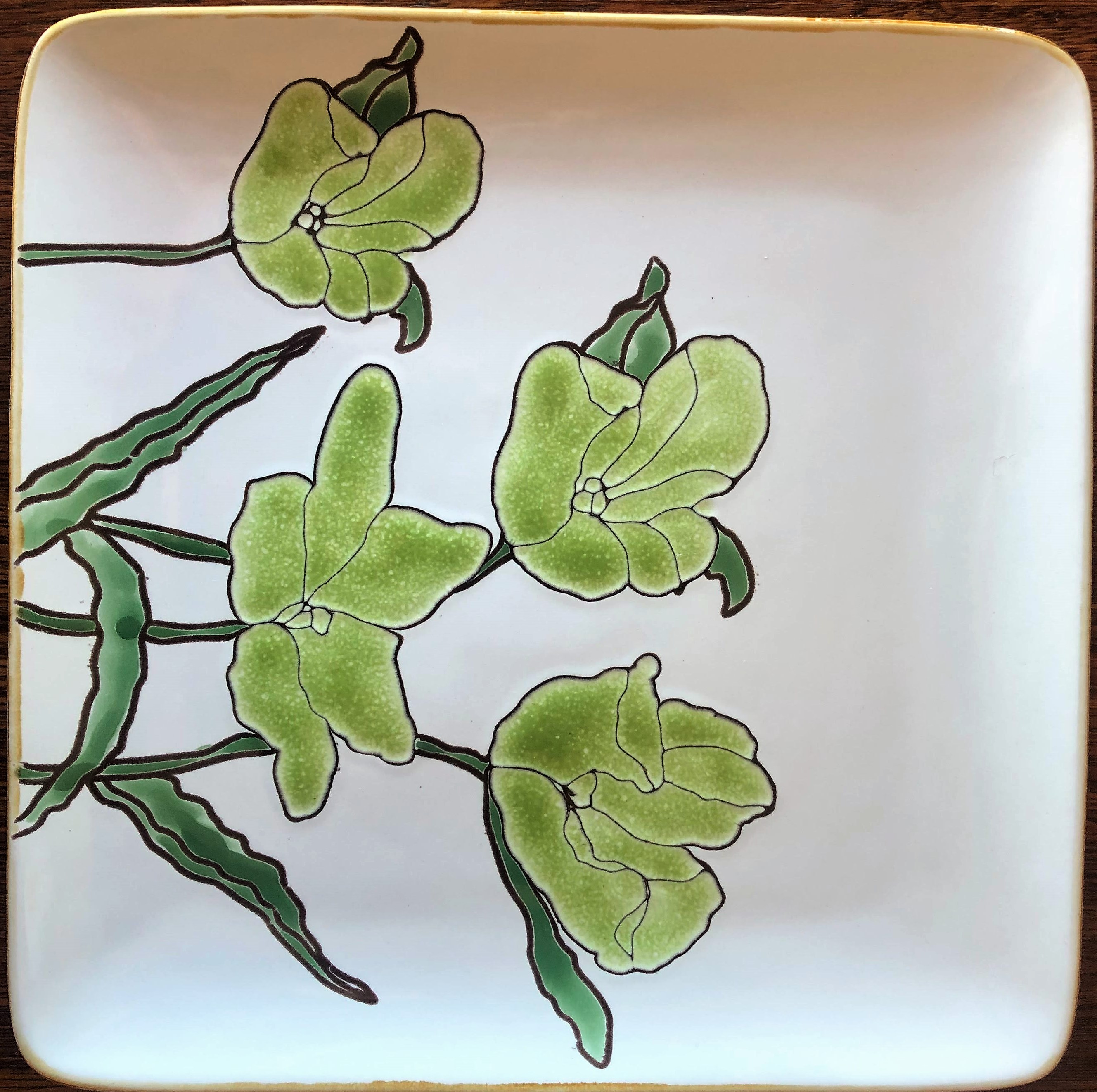 green-floral-side-plate